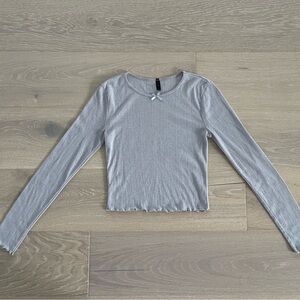 Gray Blue Long Sleeve Top